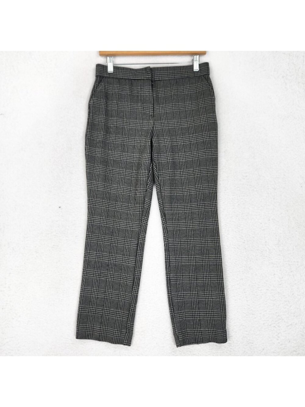 Banana Republic Pants Womens 6 Gray Plaid Ponte Mid Rise Work Office Classic